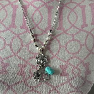 Lucky Brand Silver and Turquoise Clover Necklace